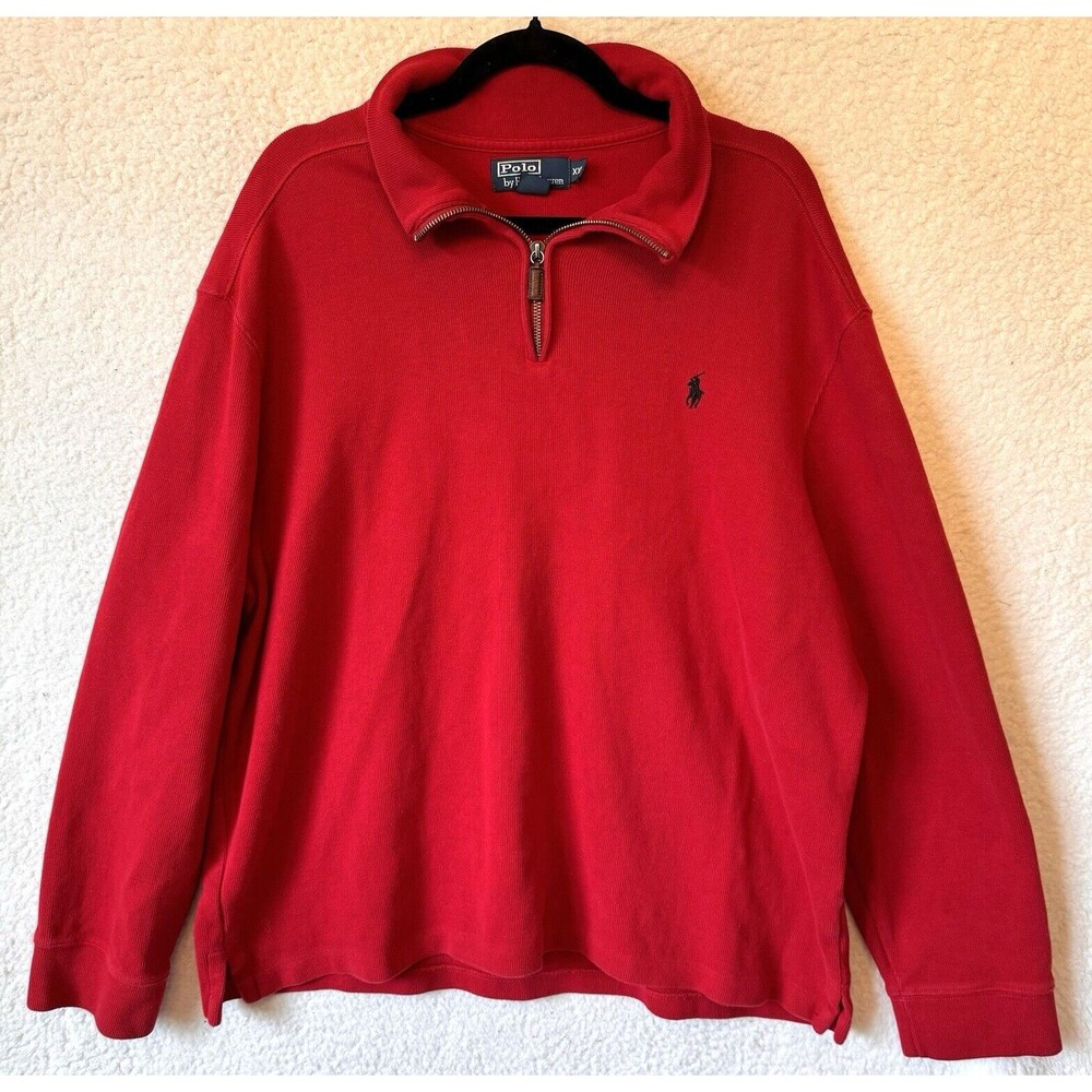 Ralph Lauren Red Half-Zip Polo Sweater